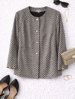 Chic Black and White Patterned Blazer By Laura Size 14